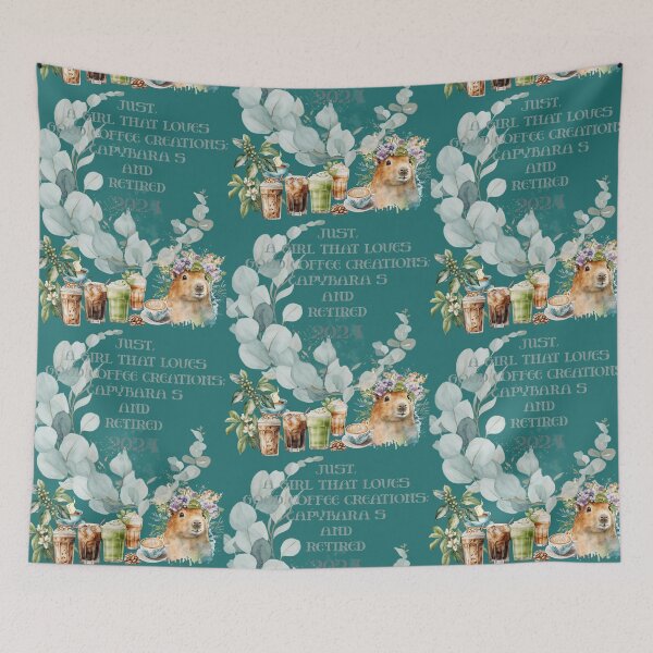 Item preview, retired 2024, happy, capybara, coffee, coffee lover designed and sold by FOODIESART.