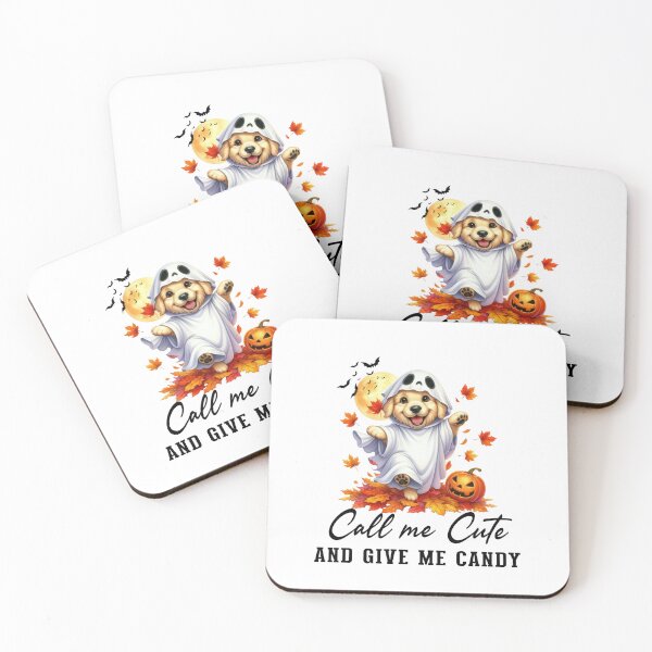Item preview, CALL ME CUTE AND GIVE ME CANDY, HALLOWEEN CUTE GOLDEN RETRIEVER GHOST designed and sold by PRINYOS.