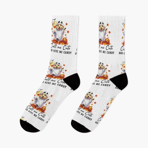 Item preview, CALL ME CUTE AND GIVE ME CANDY, HALLOWEEN CUTE GOLDEN RETRIEVER GHOST designed and sold by PRINYOS.