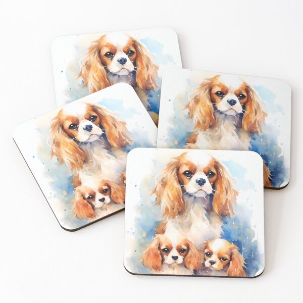 Item preview, Minimalistic Watercolor Cavalier King Charles Spaniel Family designed and sold by Cute-Cuddles.