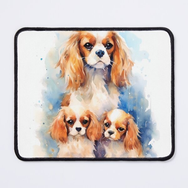 Item preview, Minimalistic Watercolor Cavalier King Charles Spaniel Family designed and sold by Cute-Cuddles.