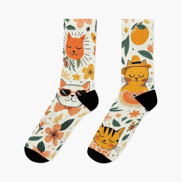 Item preview, Pattern Mood Cat Faces and Flowers & Little Orange Blossoms designed and sold by raedattia.