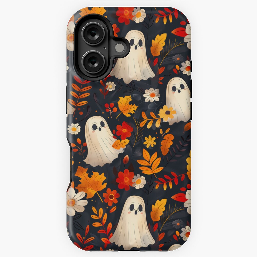 iPhone Tough Case: Spooky Ghosts Fall Leaves Edition
