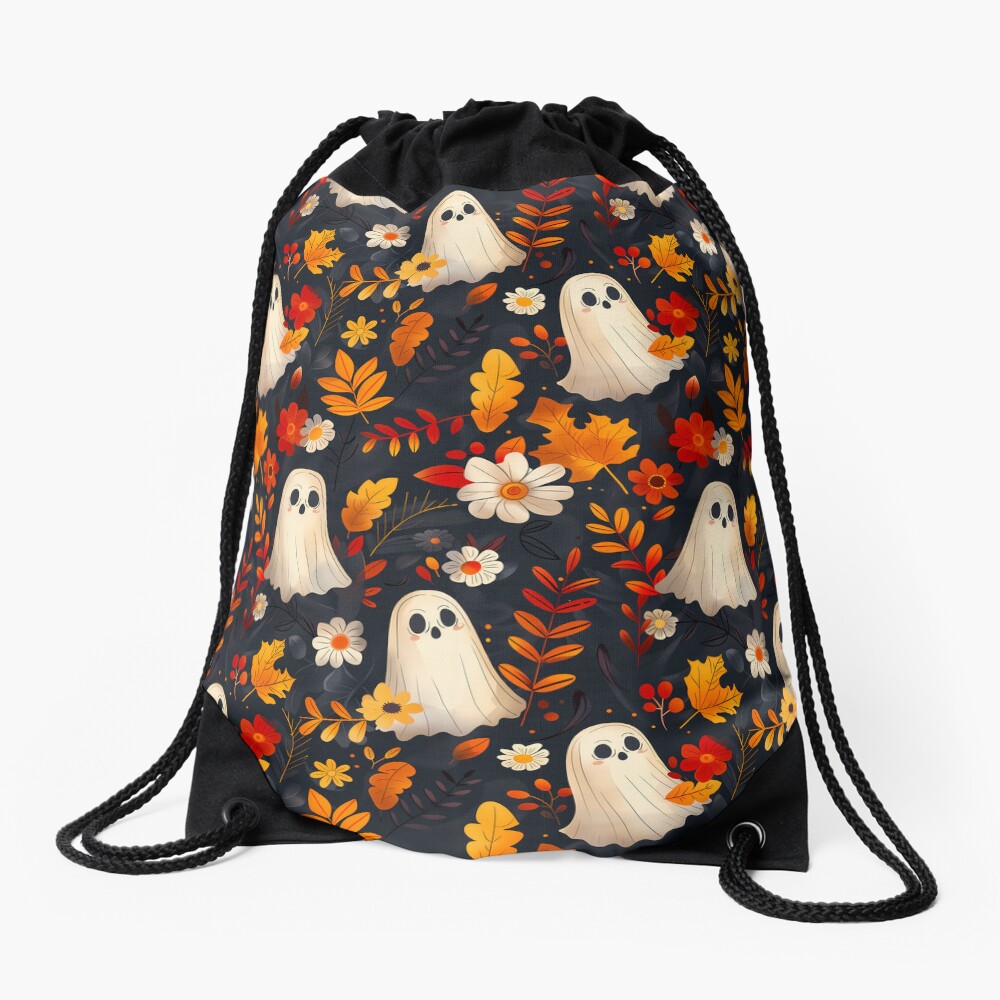 Drawstring Bag Spooky Ghosts: Fall leaves edition