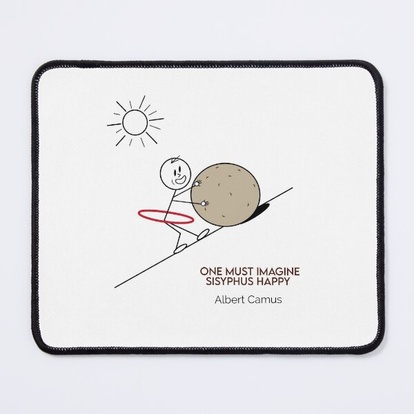 Item preview, One Must Imagine Sisyphus Happy Hula Hooping Philosophy Cartoons designed and sold by JoyfulSisyphus.