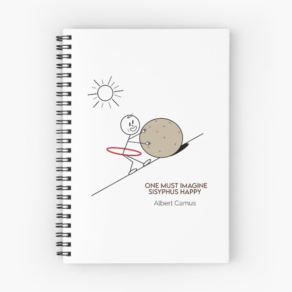 Item preview, One Must Imagine Sisyphus Happy Hula Hooping Philosophy Cartoons designed and sold by JoyfulSisyphus.
