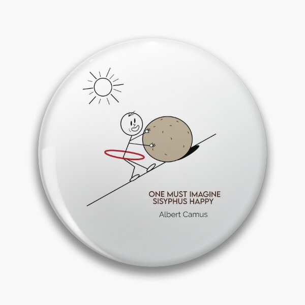 Item preview, One Must Imagine Sisyphus Happy Hula Hooping Philosophy Cartoons designed and sold by JoyfulSisyphus.