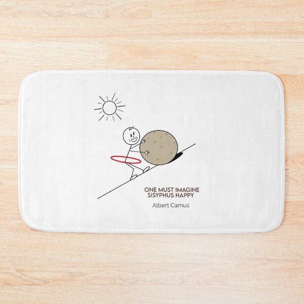 Item preview, One Must Imagine Sisyphus Happy Hula Hooping Philosophy Cartoons designed and sold by JoyfulSisyphus.