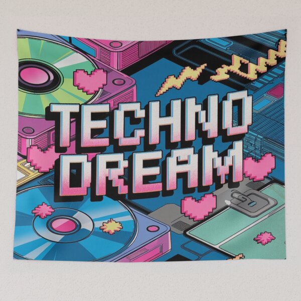 Artikelvorschau, Techno Dream Cybercore Retro Neon Vibe entworfen und verkauft von Nagikseyanart.