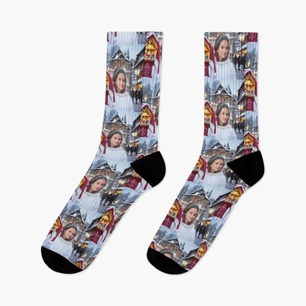 Item preview, Christmas market girl shopping in village designed and sold by Jennifer Morcom.