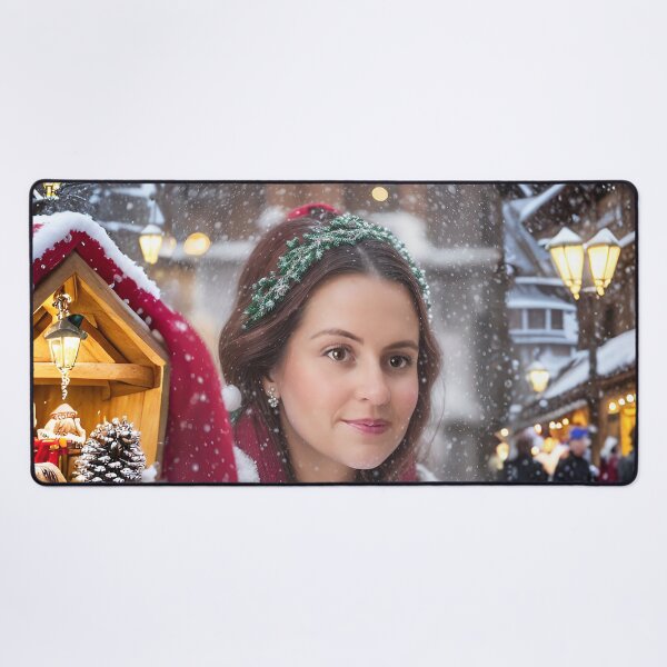 Item preview, Chica haciendo compras en el mercado navideño del pueblo designed and sold by Jennifer Morcom.