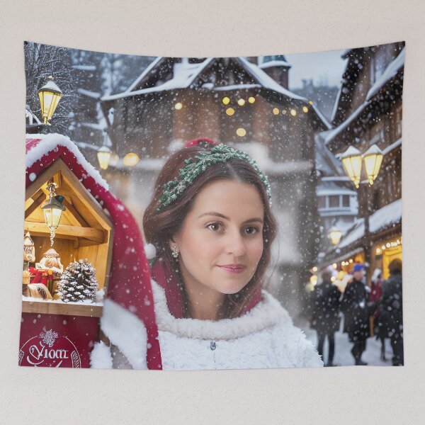 Item preview, Chica haciendo compras en el mercado navideño del pueblo designed and sold by Jennifer Morcom.