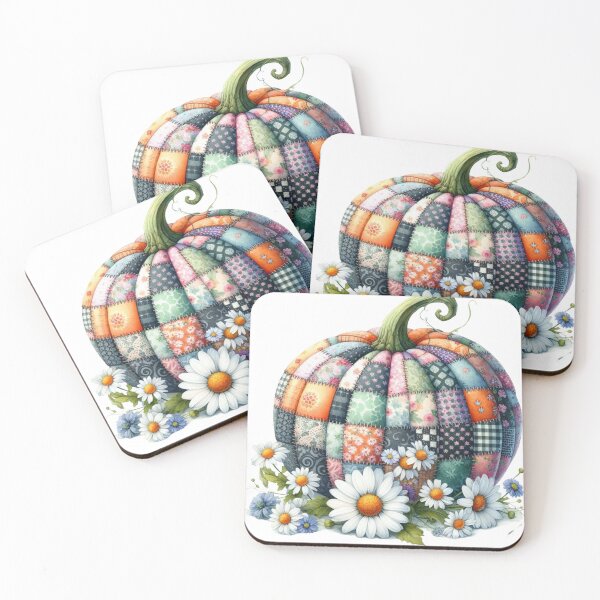 Item preview, Patchwork Pumpkin,Daisy Flower,Fall, designed and sold by deniz kaya.