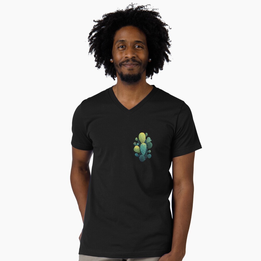 V-Neck T-Shirt Prickly Pear-fect! Cute Cactus Cutout V-Neck T-Shirt