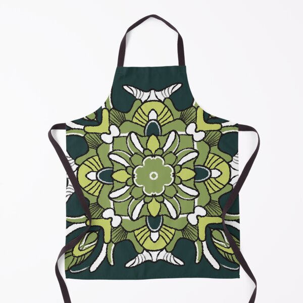 Aperçu de l'œuvre Nuances de vert en forme de poisson avec motif symétrique d'oiseaux et de fleurs créée et vendue par SanaBerzh.