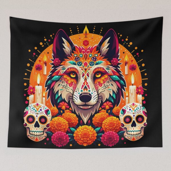Item preview, The Day of The Dead Mexican Wolf T-shirt designed and sold by CreativeFlux.