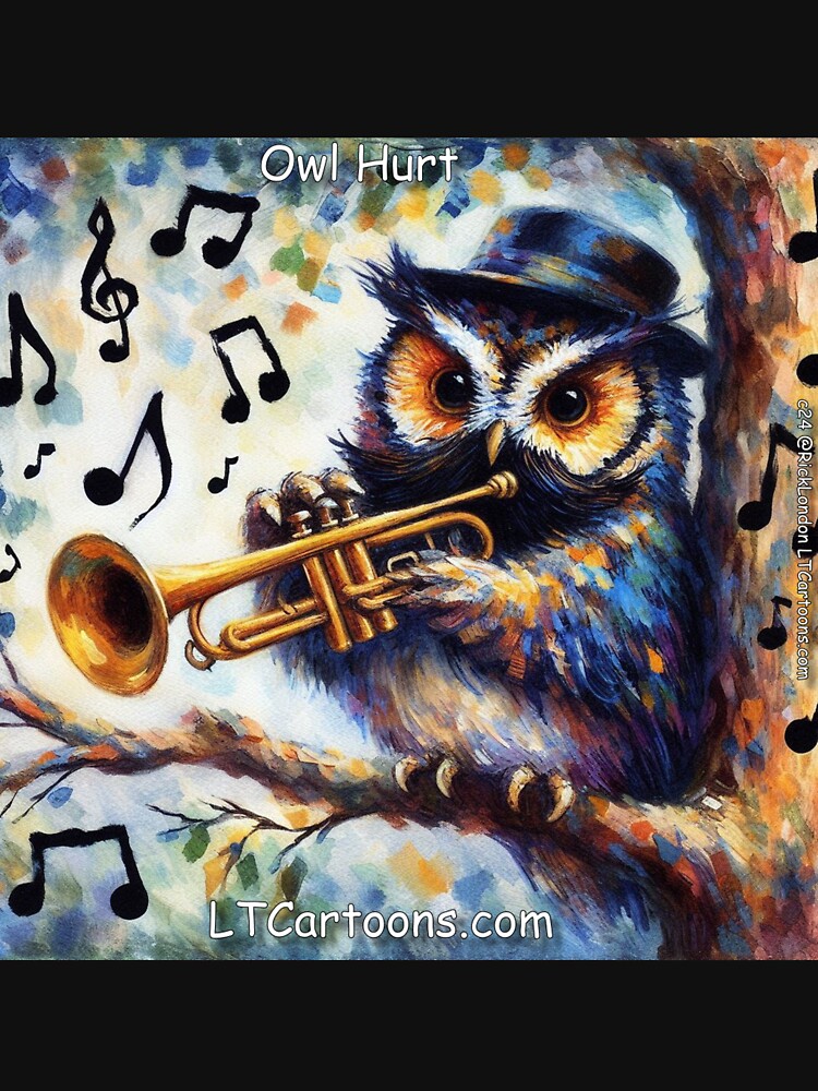 Thumbnail 7 of 7, Classic T-Shirt, Owl Hurt Playing New Orleans Jazz In A Tree designed and sold by ltcartoons.