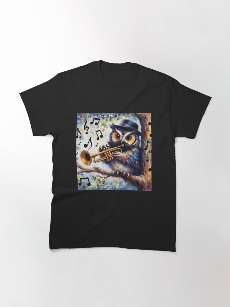 Thumbnail 3 of 7, Classic T-Shirt, Owl Hurt Playing New Orleans Jazz In A Tree designed and sold by ltcartoons.