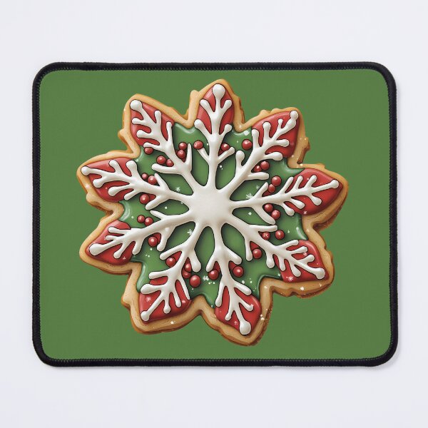 Item preview, Red and Green Snowflake Cookie designed and sold by LarkspurAndTea.