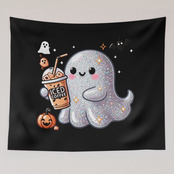 Item preview, Cute Little Ghost Drinking Coffee Halloween Spooky Season  designed and sold by lifestylegate.