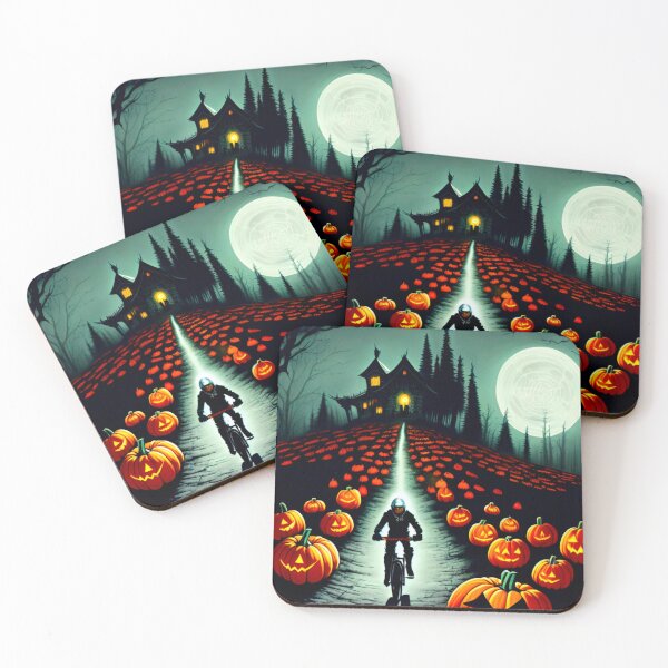 Item preview, MTB Rider Fleeing Spooky Halloween House on the Hill designed and sold by GrizzlyCollective.