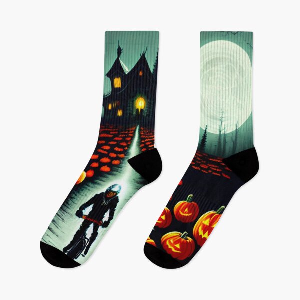 Item preview, MTB Rider Fleeing Spooky Halloween House on the Hill designed and sold by GrizzlyCollective.