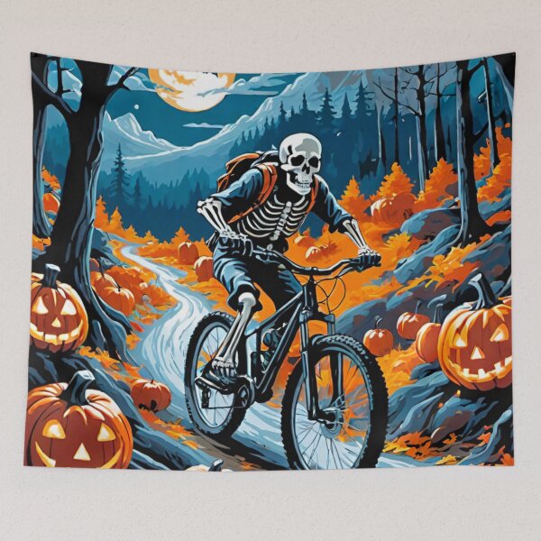 Item preview, Skeleton MTB Rider in the Haunted Forest at Halloween designed and sold by GrizzlyCollective.