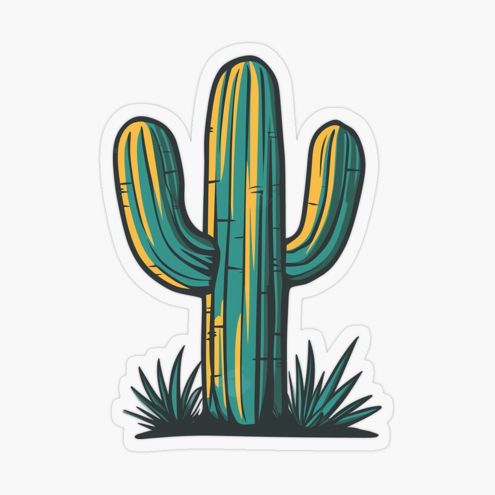 Muscular Saguaro Cactus in the Desert Transparent Sticker