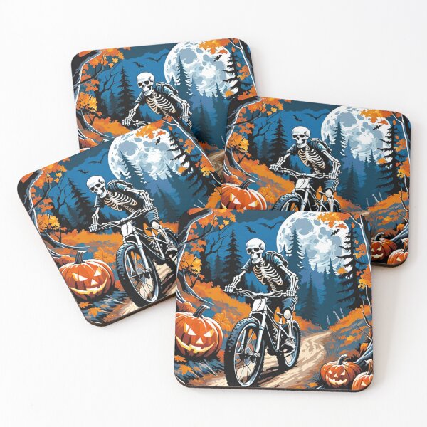 Item preview, Skeleton Riding Through Autumn Forest at Moonlight Halloween Night Ride designed and sold by GrizzlyCollective.