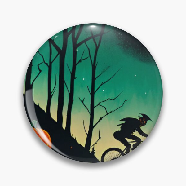 Item preview, MTB Rider Jumping the Haunted Trails at Midnight on Halloween designed and sold by GrizzlyCollective.