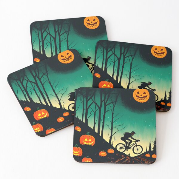 Item preview, MTB Rider Jumping the Haunted Trails at Midnight on Halloween designed and sold by GrizzlyCollective.