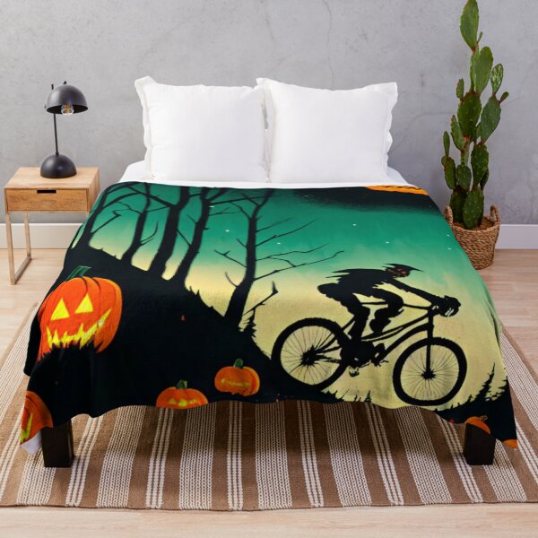 Item preview, MTB Rider Jumping the Haunted Trails at Midnight on Halloween designed and sold by GrizzlyCollective.
