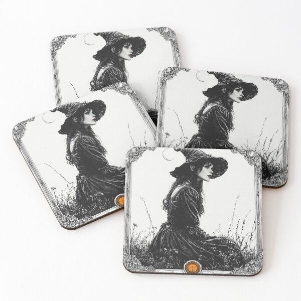 Item preview, HandDrawn Witch sit on the forest Halloween Semi-Realistic Ink Illustration Tarot Card Art designed and sold by · GAMING SOUL ·.