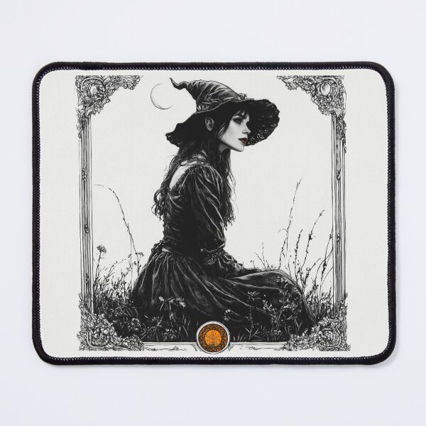 Item preview, HandDrawn Witch sit on the forest Halloween Semi-Realistic Ink Illustration Tarot Card Art designed and sold by · GAMING SOUL ·.