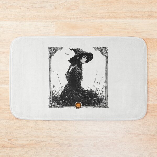 Item preview, HandDrawn Witch sit on the forest Halloween Semi-Realistic Ink Illustration Tarot Card Art designed and sold by · GAMING SOUL ·.