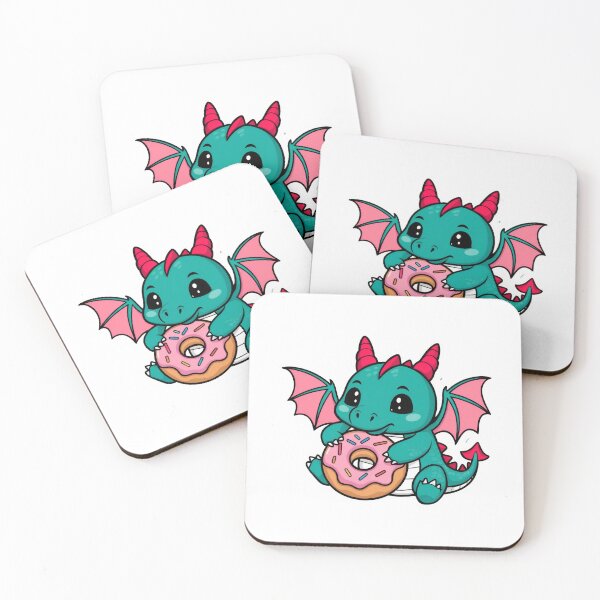 Item preview, Cute Baby Dragon Holding a Donut designed and sold by CuteopiaGallery.