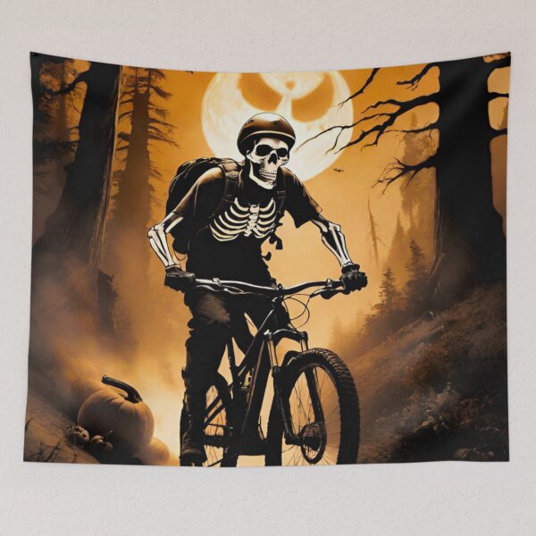 Item preview, Sepia Halloween Skeleton MTB Rider designed and sold by GrizzlyCollective.