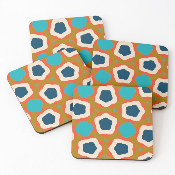 Item preview, Modern Abstract Geometric Pattern Bauhaus Doodle No.10 Print Variation No.14 Aqua, Gold, Navy Style designed and sold by MirabiliaMagpie.