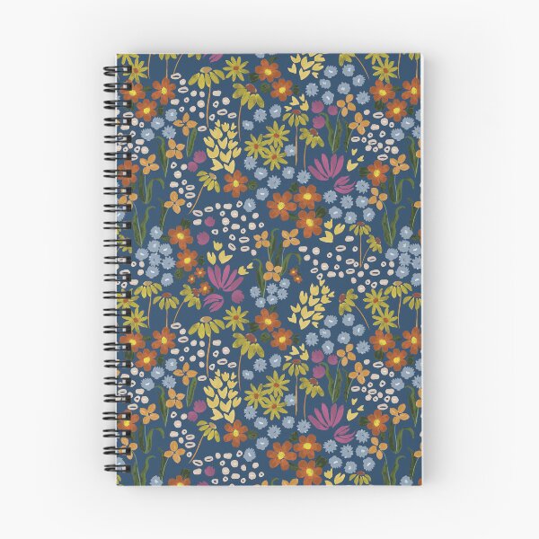 Item preview, Hand painted ditzy floral wonderland - rich dark blue background designed and sold by SCdesignqld.