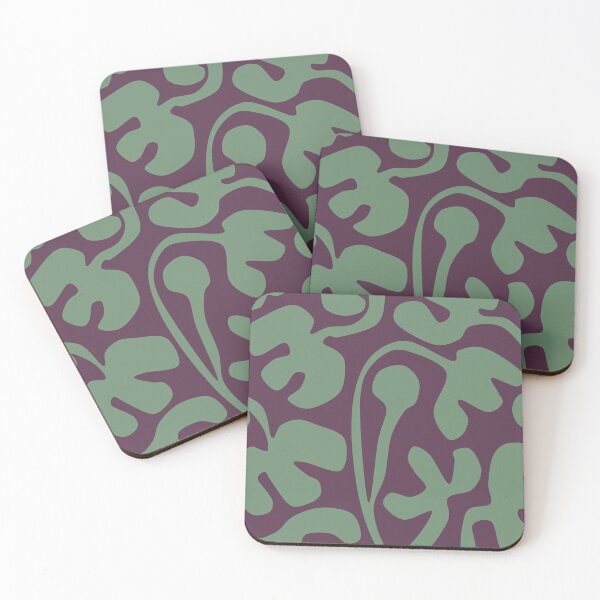 Artikelvorschau, Gemütliches, von Matisse Cutouts inspiriertes Blumenmuster in Kaschmirgrün und Lila entworfen und verkauft von Deutschic.