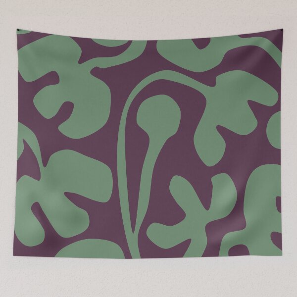Item preview, Cozy Matisse Cutouts Inspired Floral Pattern in Kashmir Green and Purple designed and sold by Deutschic.