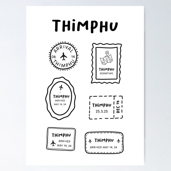 Artikelvorschau, Thimphu | Reisestempelsammlung | Minimalistisches Design entworfen und verkauft von RM-Journey.