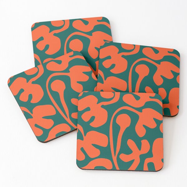 Item preview, Cozy Matisse Cutouts Inspired Floral Pattern in Green and Orange designed and sold by Deutschic.