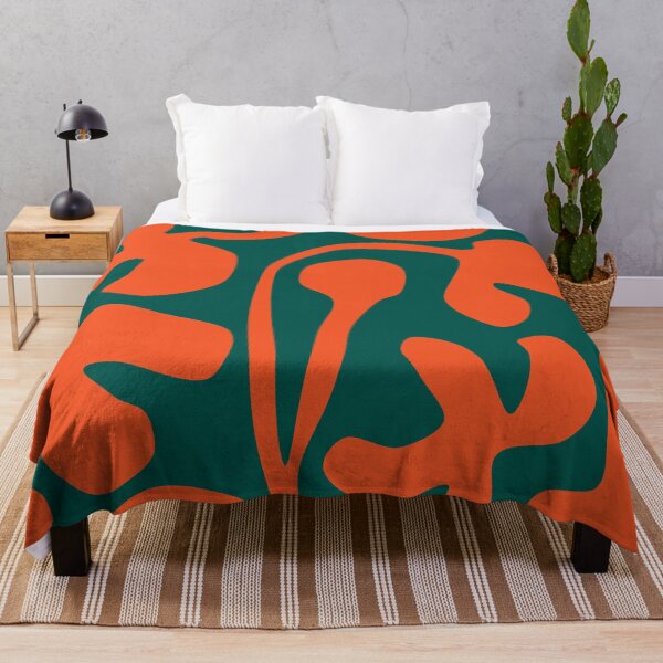 Item preview, Cozy Matisse Cutouts Inspired Floral Pattern in Green and Orange designed and sold by Deutschic.