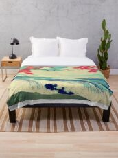 Waking to the Wild and Beautiful Ocean of Dhin Throw Blanket