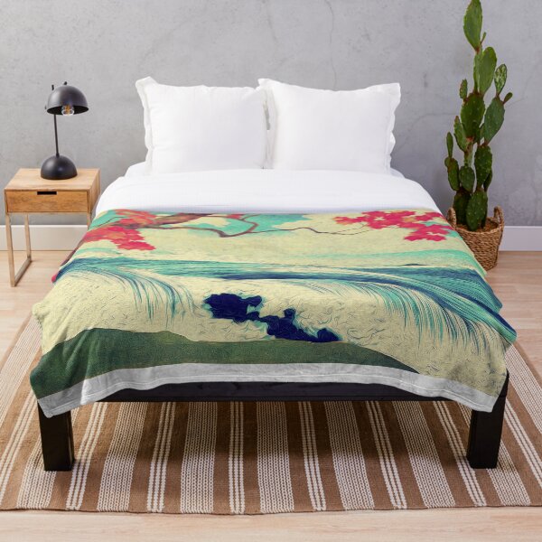 Waking to the Wild and Beautiful Ocean of Dhin Throw Blanket