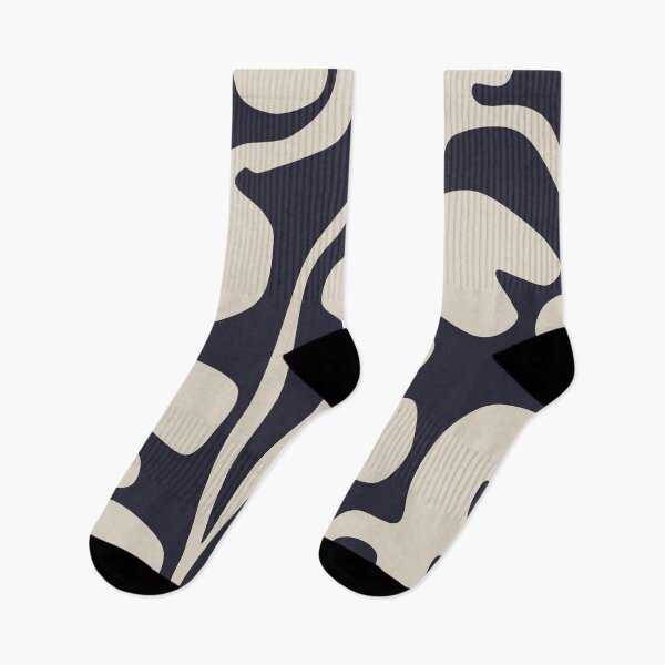 Item preview, Cozy Matisse Cutouts Inspired Floral Pattern in Navy Blue and Cream designed and sold by Deutschic.