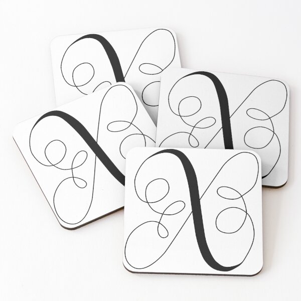 SCRIPT LETTER X Coasters (Set of 4)