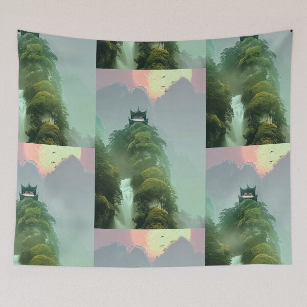 Item preview, Mystic Mountains and Cranes - Chinese Landscape Art designed and sold by Piotrek0001.