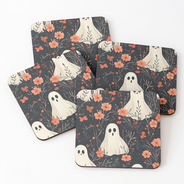 Item preview, fantasmas pattern hand drawn cute ghosts with flowers desaturated colors designed and sold by · GAMING SOUL ·.